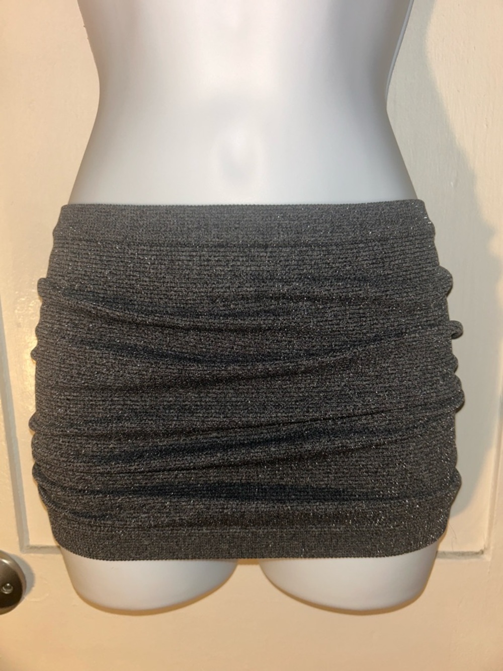 Shimmery Charcoal Ruched Mini Skirt - Women